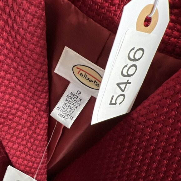 Talbots Women's Blazer Jacket Size 12 Solid Red Silk Wool Long Sleeve New Tags - Picture 9 of 9